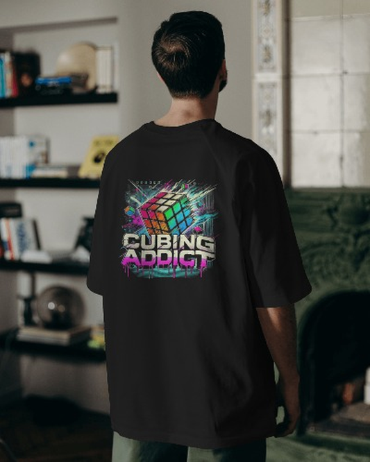 "Cubing Addict" Unisex Oversized Classic T-Shirt | Black